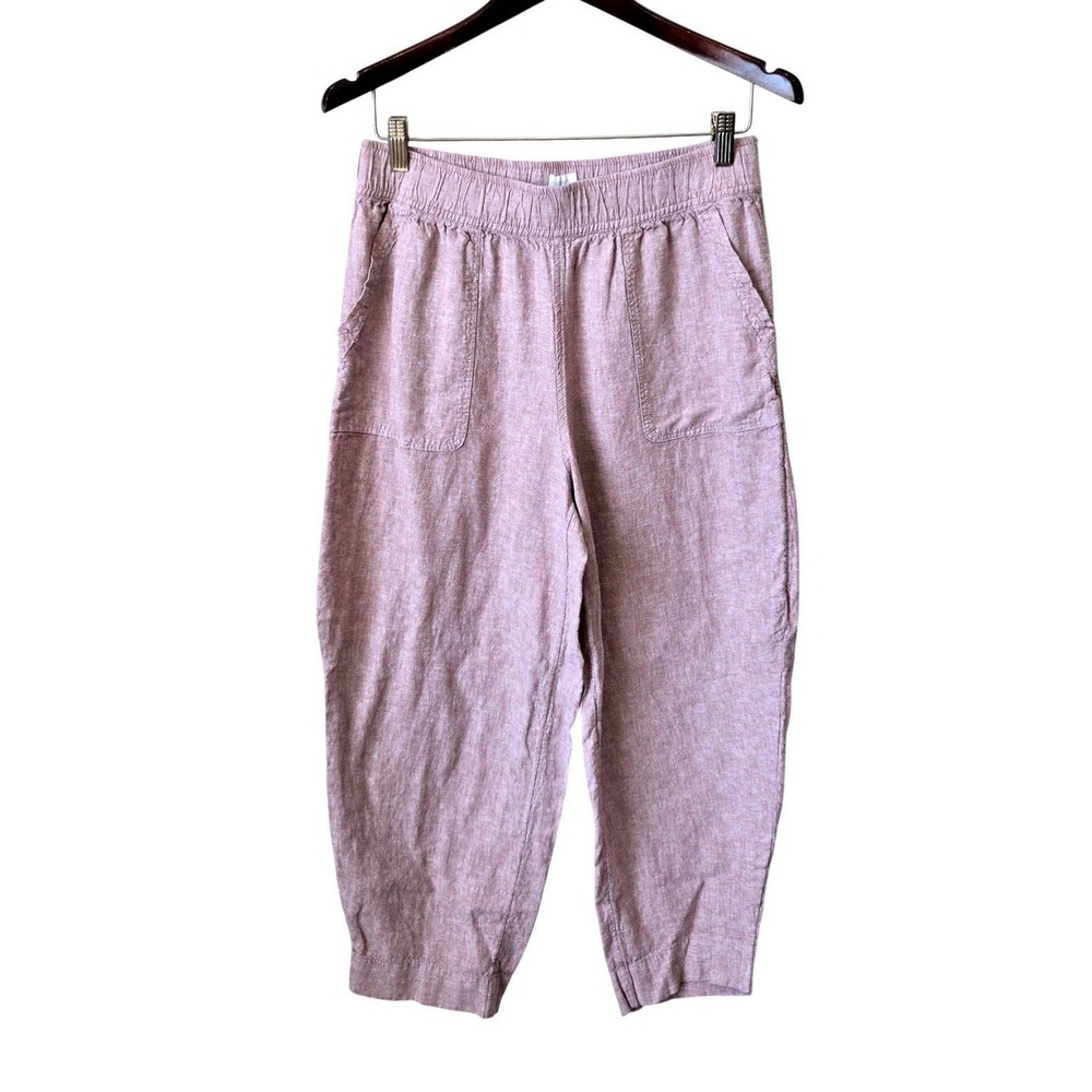 100% Linen Sigrid Olsen Womens Dusty Rose Blend Cropped Pants, Lagenlook Boho